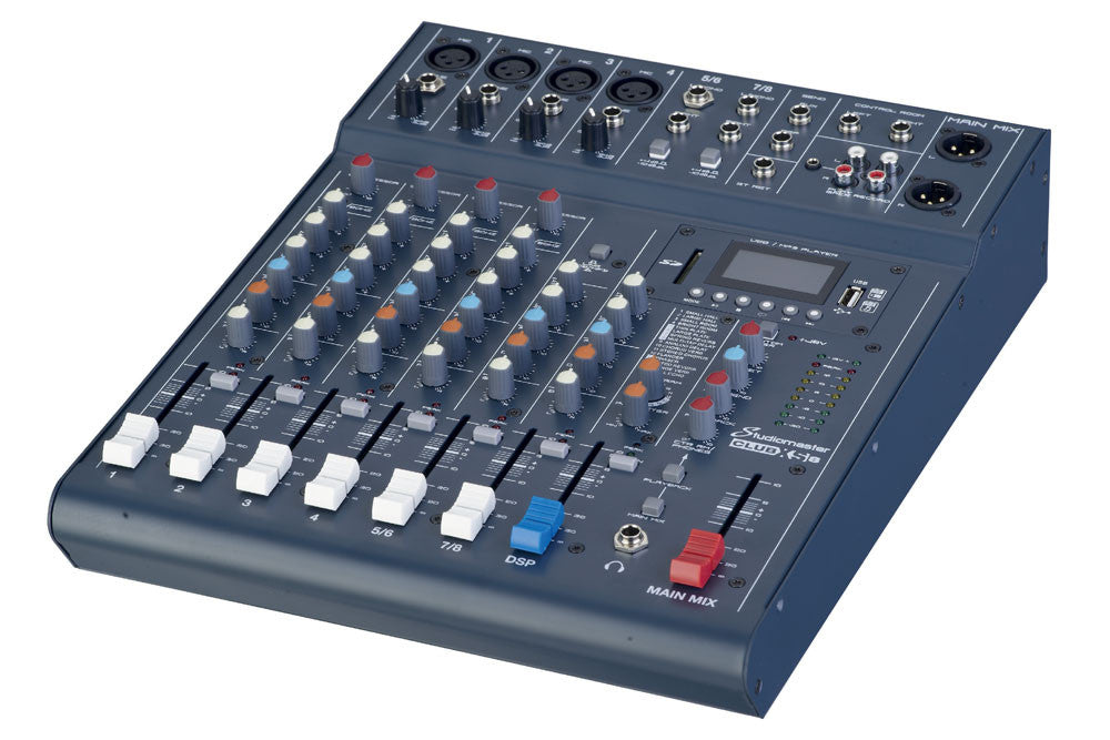 Studiomaster Club XS 8 - 8 input mixer with USB/SD Card Media player/recorder & bluetooth playback